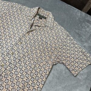 VTG 90s Generra Reserve Geometric Abstract Pattern Button Shirt Sun Faded Mens S